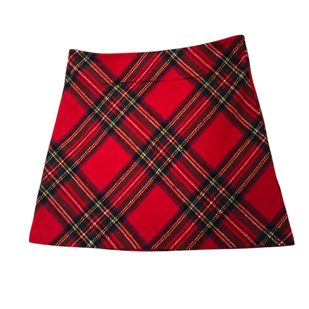 Red Tartan Plaid A-Line Miniskirt Size L Schoolgirl Preppy, Y2K